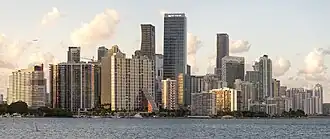The Brickell skyline as seen from Biscayne Bay, April 2025