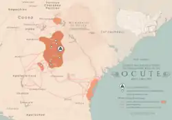 A map showing Ocute circa 1539 before the Hernando de Soto Expedition