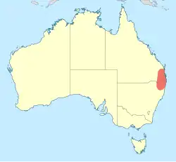 Map showing the distribution of Micromidia convergens in eastern Australia
