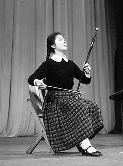 Min Huifen playing the erhu, c. 1963