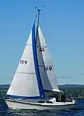 Mirage 25 with reefed mainsail