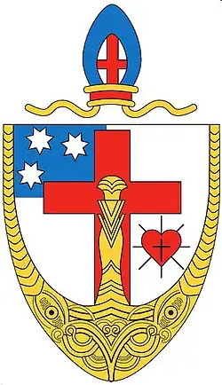 Coat of arms of the Anglican Diocese of Te Manawa o Te Wheke[120][121]