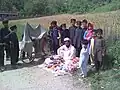 School children of Govt Primary School Kaddi at a mobile tuckshop near the school.