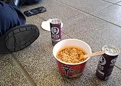 Mocha flavoured Boss Coffee paired with Shin Ramyun