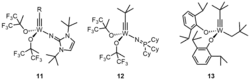 various Schrock-based alkyne metathesis catalysts
