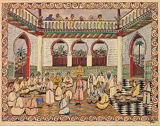 Image 26Festival Scene: a watercolor by Muhammad Ben Ali Rabati, one of Morocco's first painters (from Culture of Morocco)