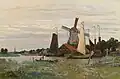 A windmill near Zaandam painted in 1871 by Claude Monet