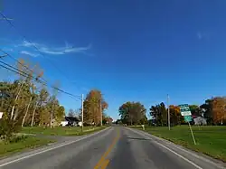 Monroe County Route 185 (Parma Center Road) eastbound entering the town of Parma