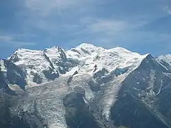 Mont Blanc du Tacul (far left), Mont Maudit (left) and Mont Blanc (centre)