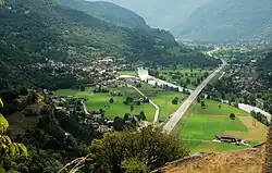 The municipality of Montjovet seen from the Mont-Saint-Germain.