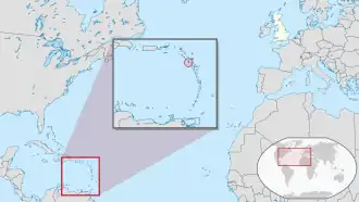 Location of Montserrat (circled in red)