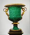 Monumental Neoclassical vase; by Pierre-Philippe Thomire; early 19th century; Russian malachite, composite filling material, gilt-bronze mounts and bronze pedestal; height with pedestal: 277.5&nbsp;cm; Metropolitan Museum of Art