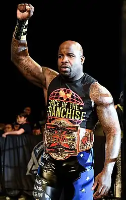 Moose with his custom version of the belt in 2025.
