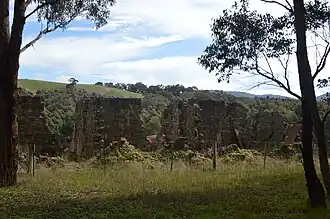The ruins of the former Harvest Home Hotel at Moranding