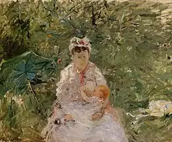 The Wet Nurse Angele Feeding Julie Manet (1880) by Berthe Morisot (It portrays her daughter and her wet nurse.)