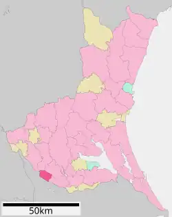 Location of Moriya in Ibaraki Prefecture