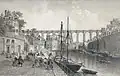 Le viaduc du chemin de fer et le fond du port, Félix Benoist, 1865.