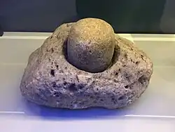 Stone mortar and pestle, AD 900–1300, Spurgeon Draw site, Catron County, New Mexico