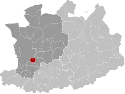 Location of Mortsel in the province of Antwerp