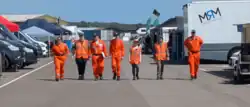 Motorsport UK marshals at an event at Thruxton Circuit's Paddock