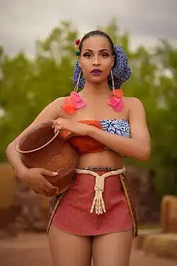 Image 74Young Tswana maiden dressed in Leteisi (from Tswana people)