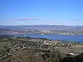 From the top east ridge, looking over Okanagan Lake towards Kelowna.