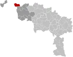 Location of Mouscron in Hainaut