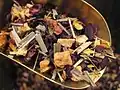 Apple, rose hips, orange zest, papaya, peppermint, liquorice root, lemon grass, cinnamon, blackcurrants, rose and mallow blossoms
