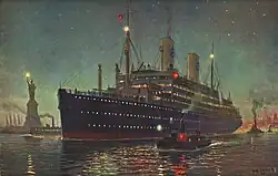 The Swedish American Line's passenger ship Kungsholm on departure from the Port of New York in 1928