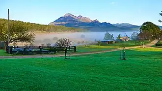 Looking across the farmland to Mount Barney, 2013