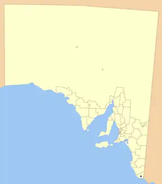 Location of the City of Mount Gambier in blue