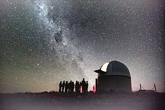 view of night sky and observatory dome