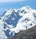 Mount Green (large area of dark rock to left), Mount Walter (right), and Mount Elie De Beaumont (in back)