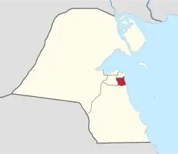 Map of Kuwait with Mubarak Al-Kabeer highlighted