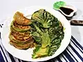 Bomdong-jeon (pan-fried bomdong) and Mujeon (pan-fried radish)