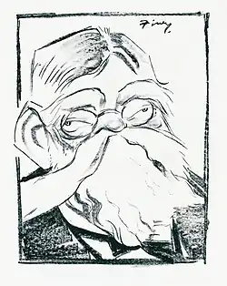 Caricature of Mungo MacCallum, Honorary Professor of English Literature at the University of Sydney, published in Art in Australia (June 1931), first published in October 1922.