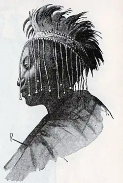 Black-and-white drawing of portrait of Kigeli IV Rwabugiri.