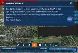 Service message following the 2025 United States federal government shutdown