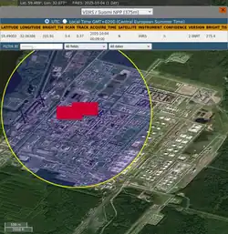 NASA's FIRMS detected fire on 4 October 2025 00:09:00 (UTC) at Kinef