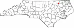 Location of Woodland, North Carolina