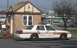 A Ford Crown Victoria Police Interceptor model NCPD marked patrol vehicle parked at Booth F in Wantagh