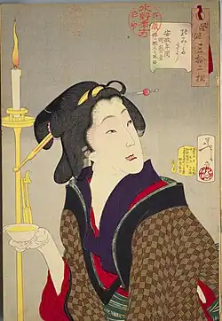 Thirsty: Habits of a street geisha,[d] a bar-girl, of the Ansei era