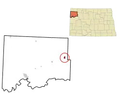 Location of Tioga, North Dakota