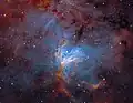 Image of a closeup of the central part of NGC 1491 taken by astrophotographer Peter Kennett