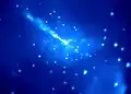 Chandra X-ray view of Cen A in X-rays showing one relativistic jet from the central black hole