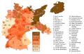 Nazi vote share, with majorities in East Prussia (1), Frankfurt (Oder) (5), Pomerania (6), Breslau (7), Liegnitz (8), Schleswig-Holstein (13), E Hanover (15), and Chemnitz-Zwickau (30)