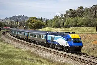 XP 2001 (power car) passing Galong, New South Wales.