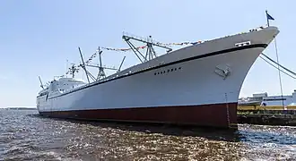 NS Savannah: the world's first nuclear-powered merchant ship, on display in Baltimore.