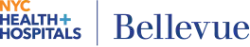 logo with the words NYC Health + Hospitals vertically on the left then a vertical bar then the word Bellevue