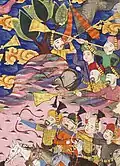 Nafir or karna trumpets, from the Tarikh-i 'alam-ara-yi Abbasi of Iskander Bayg Munshi, circa 1650.
